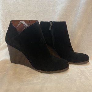 Lucky brand black wedge ankle boots size 10 Womens Black Wood Heel Casual Trendy